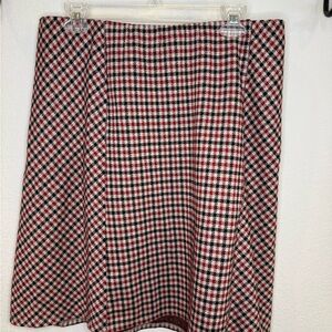 J. Jill Red and White Pleated Midi Skirt